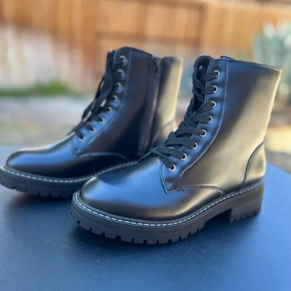 SUGAR Women's Kaedy Lace Up Combat Boot in Black